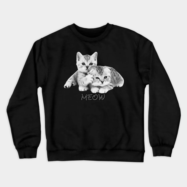 Cute Meows Line art Crewneck Sweatshirt by Alex